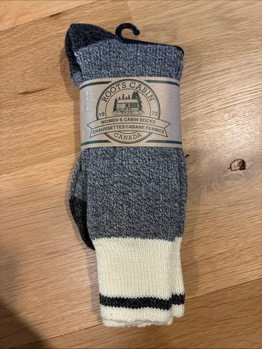 2-pack Roots Cabin Socks - Gray & Cream with Black Accents